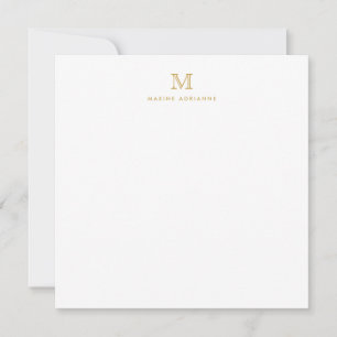 Carte De Correspondance Monogramme or minimaliste classique formel élégant