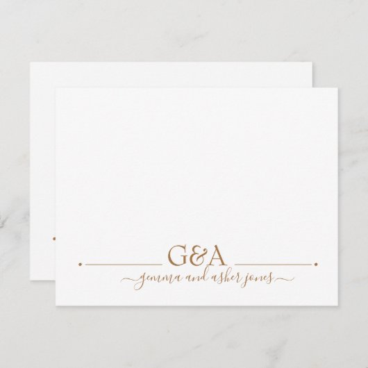 Carte De Correspondance Monogramme or minimum en couple (Devant / Derrière)