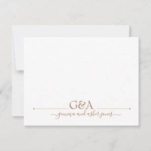 Carte De Correspondance Monogramme or minimum en couple
