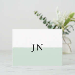 Carte De Correspondance Monogramme Pastel Vert Clair Bloc de Couleurs Blan