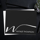 Carte De Correspondance Monogramme personnalisé avec nom Cool noir