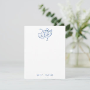 Carte De Correspondance Monogramme personnalisé de cœurs dessinés à la mai
