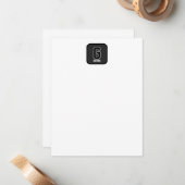 Carte De Correspondance Monogramme personnalisé noir et blanc (Devant/Arrière en situation)