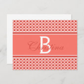 Carte De Correspondance Monogramme personnalisé Nom initial Motif géométri (Devant / Derrière)