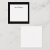 Carte De Correspondance Monogramme personnalisé nom noir et blanc (Devant / Derrière)