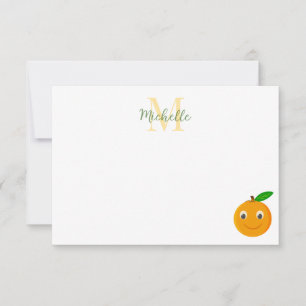 Carte De Correspondance Monogramme personnalisé orange de dessin animé mig