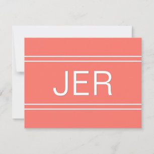Carte De Correspondance Monogramme personnalisé tendance corail avec initi