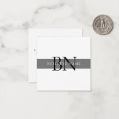 Carte De Correspondance Monogramme professionnel gris moderne Merci (Devant/Arrière en situation)