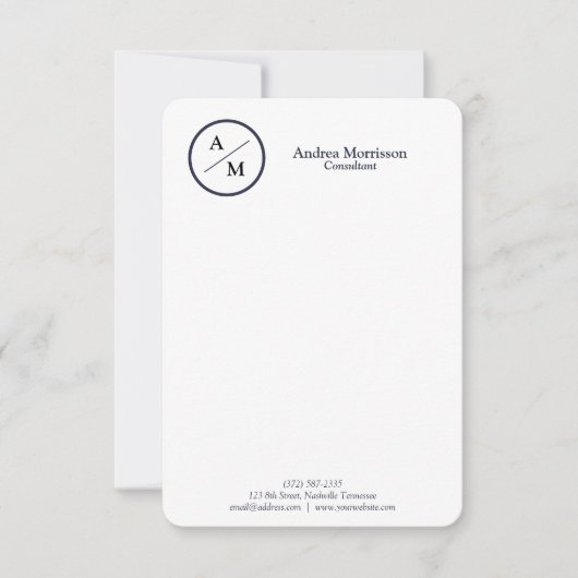 Carte De Correspondance Monogramme professionnel moderne (Devant)