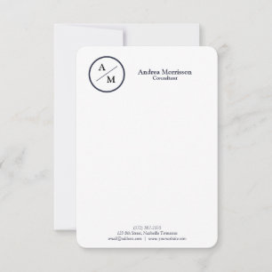 Carte De Correspondance Monogramme professionnel moderne