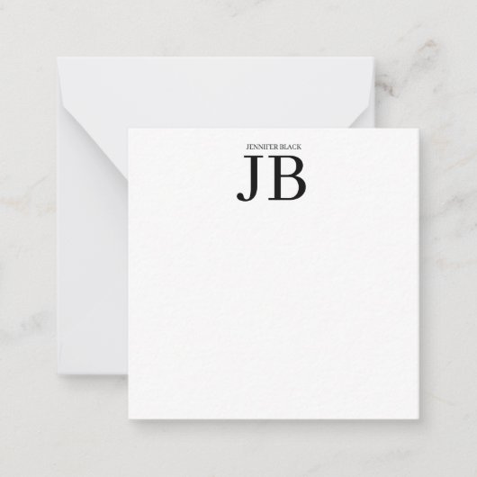Carte De Correspondance Monogramme Professionnel Noir Blanc (Devant)