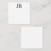 Carte De Correspondance Monogramme Professionnel Noir Blanc (Devant / Derrière)