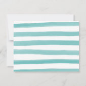 Carte De Correspondance Monogramme Rayures Vert Sarcelle Aquarelle Moderne (Dos)