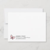 CARTE DE CORRESPONDANCE MONOGRAMME ROSE DOODLE BUTTERFLY (Devant)