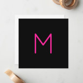 Carte De Correspondance Monogramme rose et noir moderne modifiable (Devant/Arrière en situation)