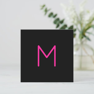 Carte De Correspondance Monogramme rose et noir moderne modifiable