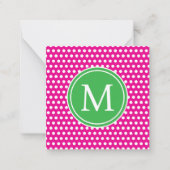 Carte De Correspondance Monogramme rose et vert avec pois blancs chic (Devant)