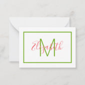 Carte De Correspondance Monogramme rose et vert Preppy (Devant)