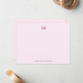 Carte De Correspondance Monogramme rose Fille Simple Moderne (Devant/Arrière en situation)