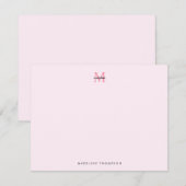 Carte De Correspondance Monogramme rose Fille Simple Moderne (Devant / Derrière)