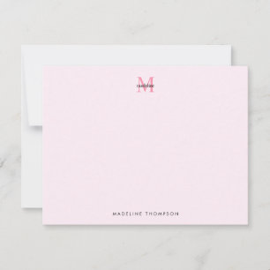 Carte De Correspondance Monogramme rose Fille Simple Moderne