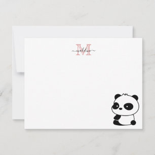 Carte De Correspondance Monogramme rose pâle rose pâle moderne Panda