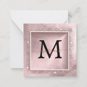 Carte De Correspondance Monogramme rose Parties scintillant or