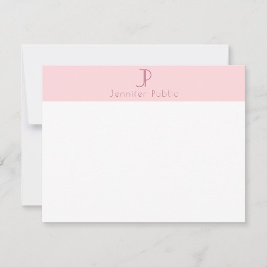 Carte De Correspondance Monogramme rose tendance Élégant Design simple (Devant)