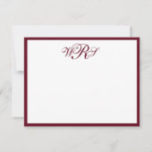 Carte De Correspondance Monogramme Rouge Bourgogne Classique (Devant)