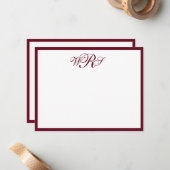 Carte De Correspondance Monogramme Rouge Bourgogne Classique (Devant/Arrière en situation)