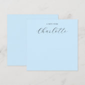 Carte De Correspondance Monogramme Script Calligraphie bleu (Devant / Derrière)