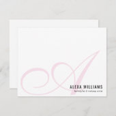 Carte De Correspondance Monogramme Script Initial Blush Pink Pastel Busine (Devant / Derrière)