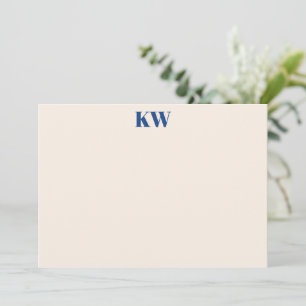 Carte De Correspondance Monogramme Serif Gras Deux Initiales Bleu Français