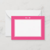 Carte De Correspondance Monogramme simple avec bordure rose vif (Devant)