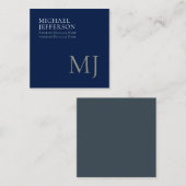 Carte De Correspondance Monogramme simple bleu foncé tendance affaires (Devant / Derrière)