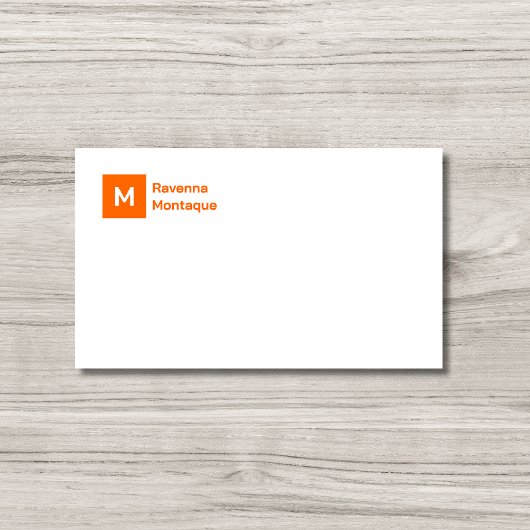 Carte De Correspondance Monogramme Simple Coucher de soleil Orange Script