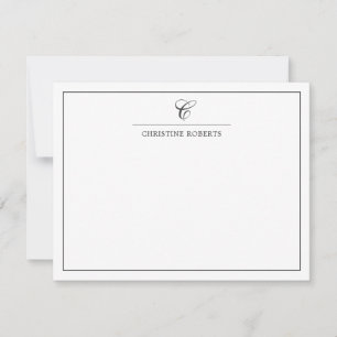 Carte De Correspondance Monogramme simple gris blanc élégant