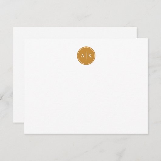 Carte De Correspondance Monogramme simple moutarde jaune (Devant / Derrière)