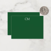 Carte De Correspondance monogramme simple vert foncé (Devant/Arrière en situation)