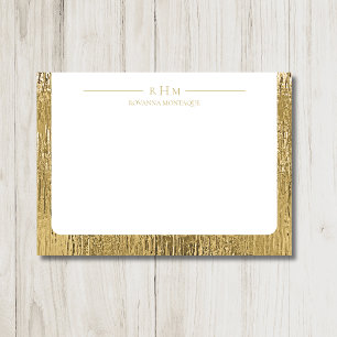 Carte De Correspondance Monogramme Trois Nom Luxe Texture Or Doublure