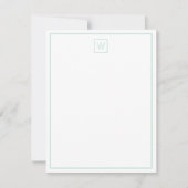 Carte De Correspondance Monogramme Turquoise clair simple et blanc (Devant)
