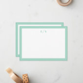 Carte De Correspondance Monogramme Turquoise minimal (Devant/Arrière en situation)
