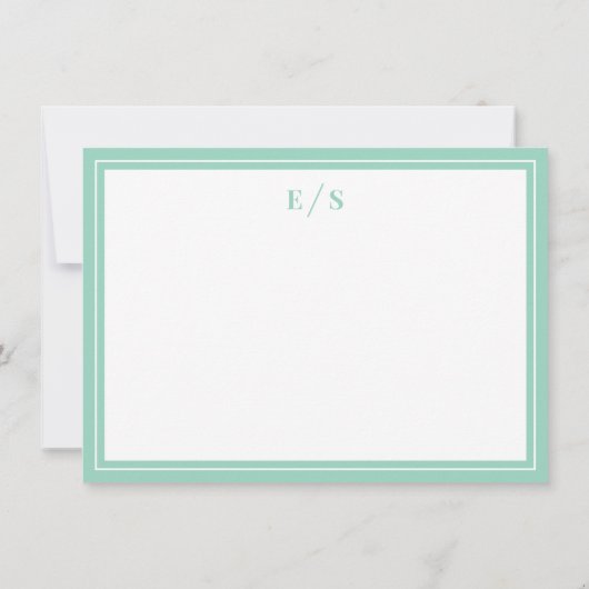 Carte De Correspondance Monogramme Turquoise minimal (Dos)