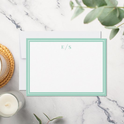 Carte De Correspondance Monogramme Turquoise minimal