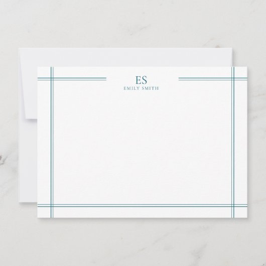 Carte De Correspondance Monogramme Turquoise moderne (Devant)