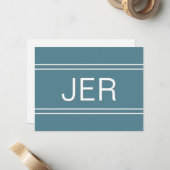 Carte De Correspondance Monogramme Turquoise Nom personnalisé Initiale (Devant/Arrière en situation)