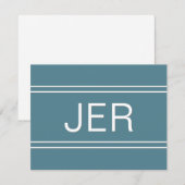 Carte De Correspondance Monogramme Turquoise Nom personnalisé Initiale (Devant / Derrière)