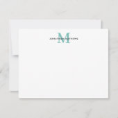 Carte De Correspondance Monogramme Turquoise vert classique en métal bross (Devant)