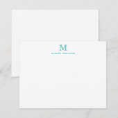 Carte De Correspondance Monogramme Turquoise Vert Simple Classique Formal (Devant / Derrière)