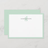 Carte De Correspondance Monogramme vert typographique classique moderne (Devant / Derrière)